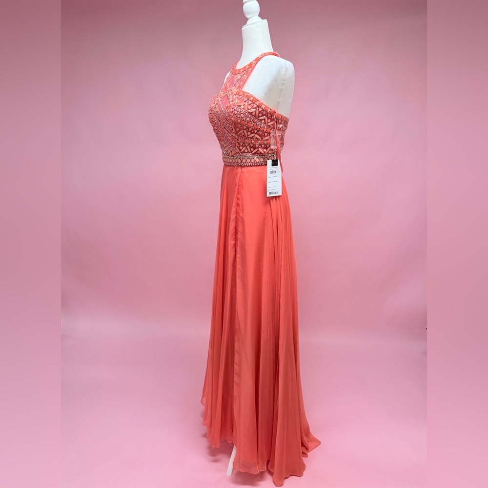 Mac Duggal Coral Halter Beaded Prom Gown - Picture 5 of 9